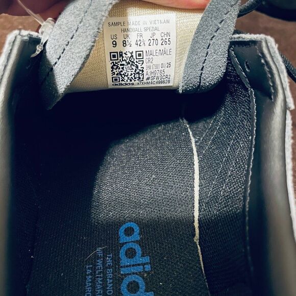 Rare Sample Tag Adidas Handball Spezial Grey Black Blue 9 US 8.5 UK 42 2/3 EU - Picture 7 of 10